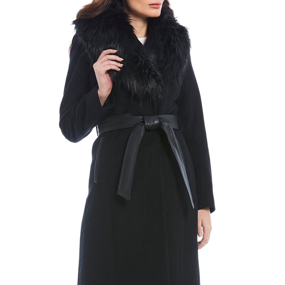 Preston & York Faux Fur Collar Wrap Coat